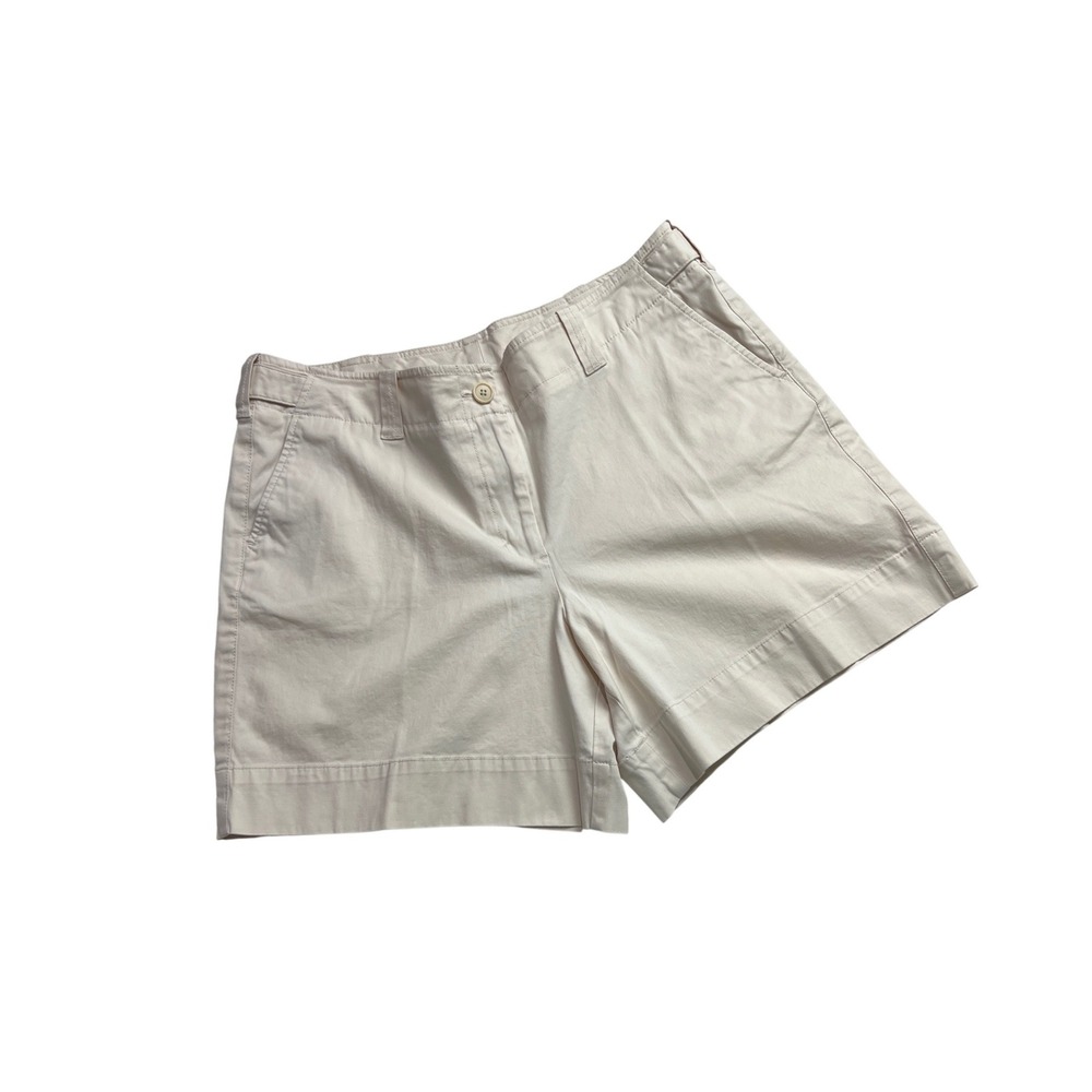 Talbots Chino Shorts Womens 14P Beige Stretch Cotton Casual Summer Classic A02